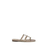 Valentino Garavani Beige Calf Leather Bos Taurus Flat Sandals Valentino Garavani