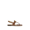 Valentino Garavani Brown Calf Leather Bos Taurus Flat Sandals Valentino Garavani