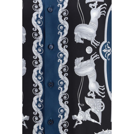 Versace Blue Silk Pattern Shirt Versace