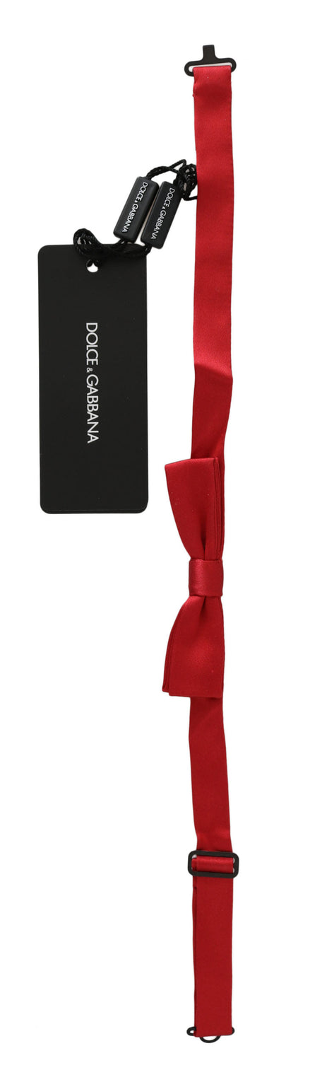 Dolce & Gabbana Red 100% Silk Slim Adjustable Neck Papillon Bow Tie Dolce & Gabbana