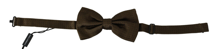 Dolce & Gabbana Brown Polka Dots Silk Adjustable Neck Papillon Men Bow Tie Dolce & Gabbana
