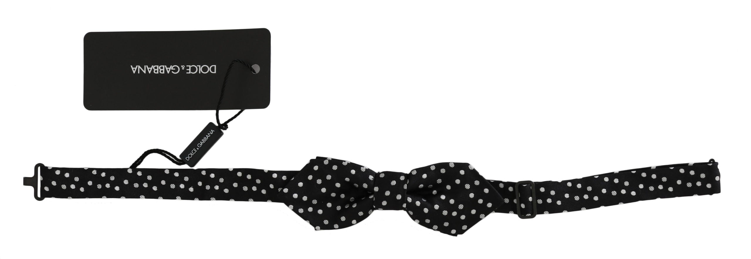 Dolce & Gabbana Black Polka Dots Silk Adjustable Neck Papillon Men Bow Tie Dolce & Gabbana