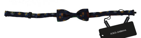 Dolce & Gabbana Blue Flags 100% Silk Adjustable Neck Papillon Men Bow Tie Dolce & Gabbana