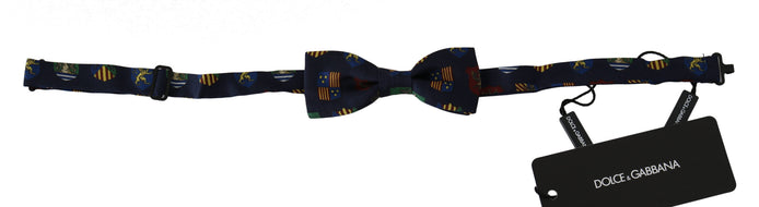 Dolce & Gabbana Blue Flags 100% Silk Adjustable Neck Papillon Men Bow Tie Dolce & Gabbana