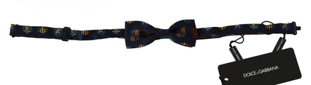 Dolce & Gabbana Blue Flags 100% Silk Adjustable Neck Papillon Men Bow Tie Dolce & Gabbana