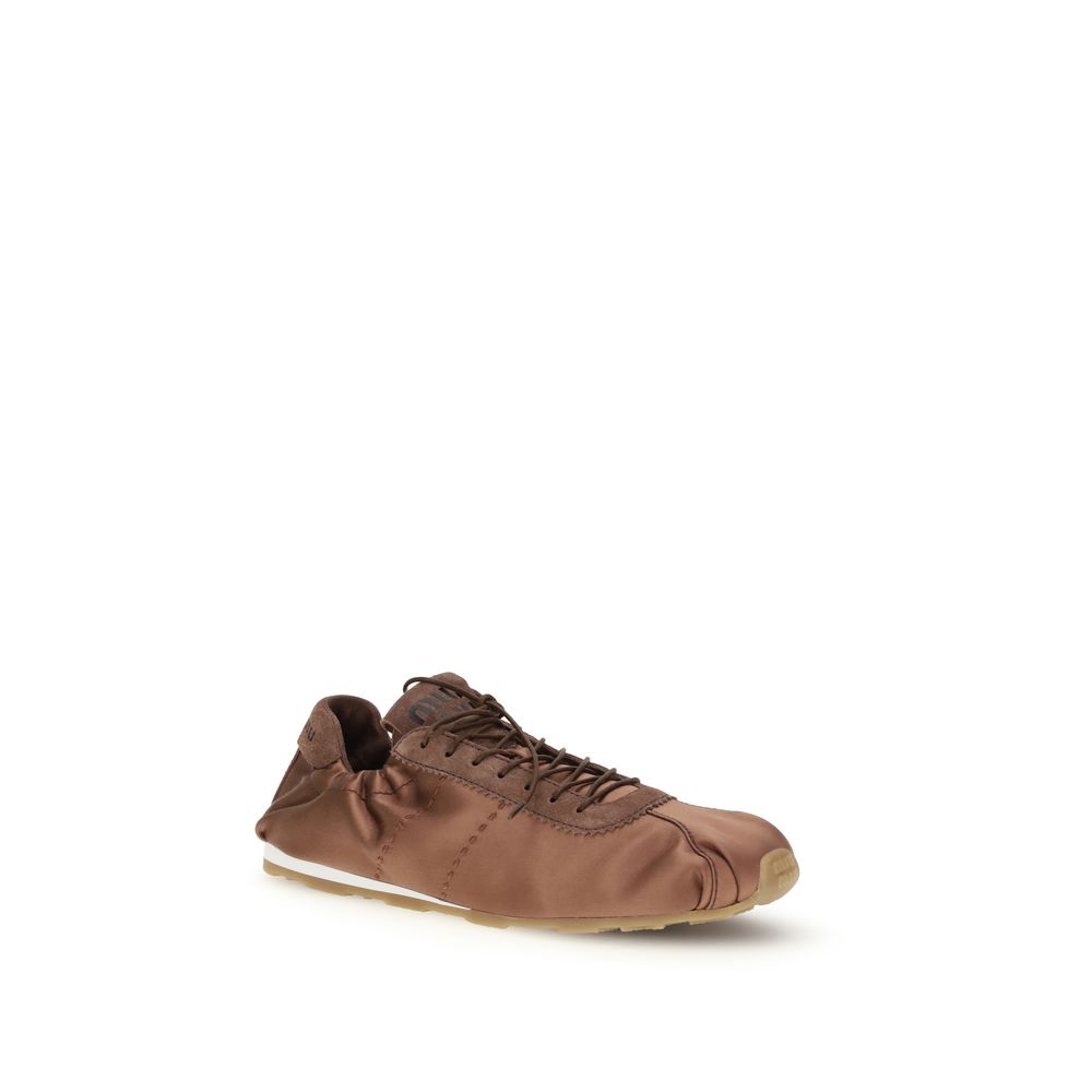 Miu Miu Brown Viscose Low Top Sneakers Miu Miu