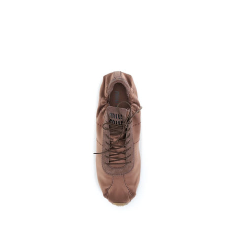 Miu Miu Brown Viscose Low Top Sneakers Miu Miu