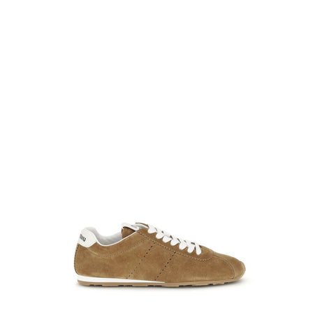 Miu Miu Brown Calf Leather Bos Taurus Athletic Sneakers Miu Miu