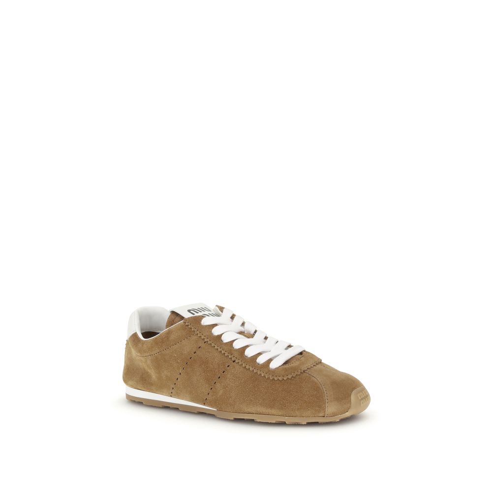 Miu Miu Brown Calf Leather Bos Taurus Athletic Sneakers Miu Miu