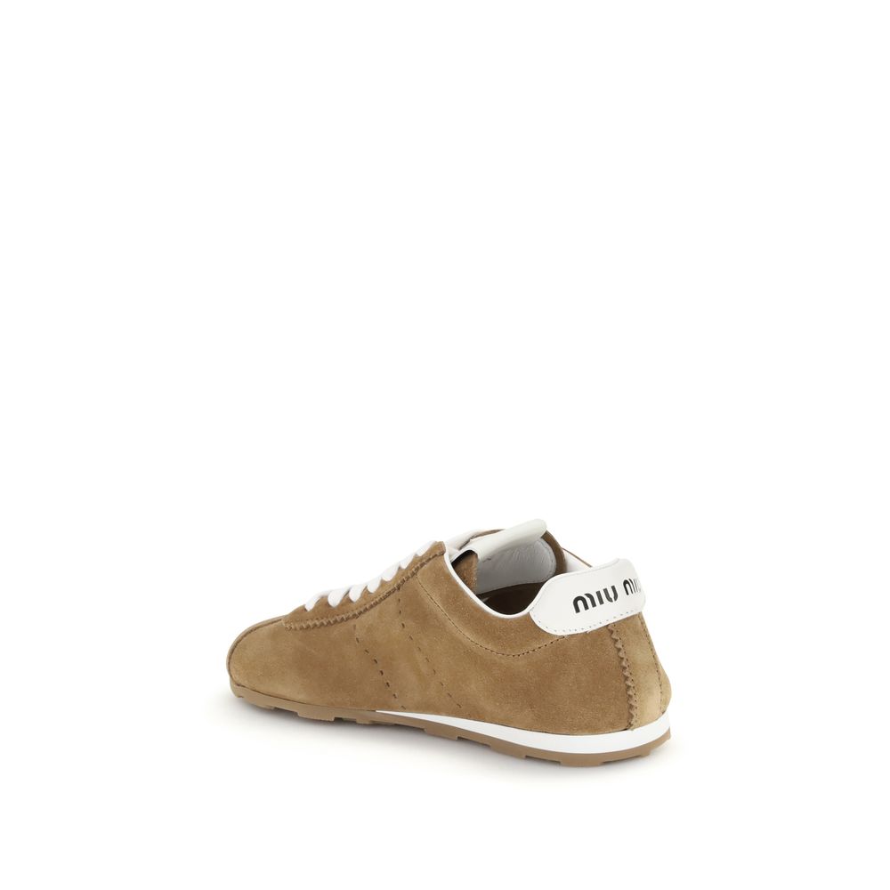 Miu Miu Brown Calf Leather Bos Taurus Athletic Sneakers Miu Miu