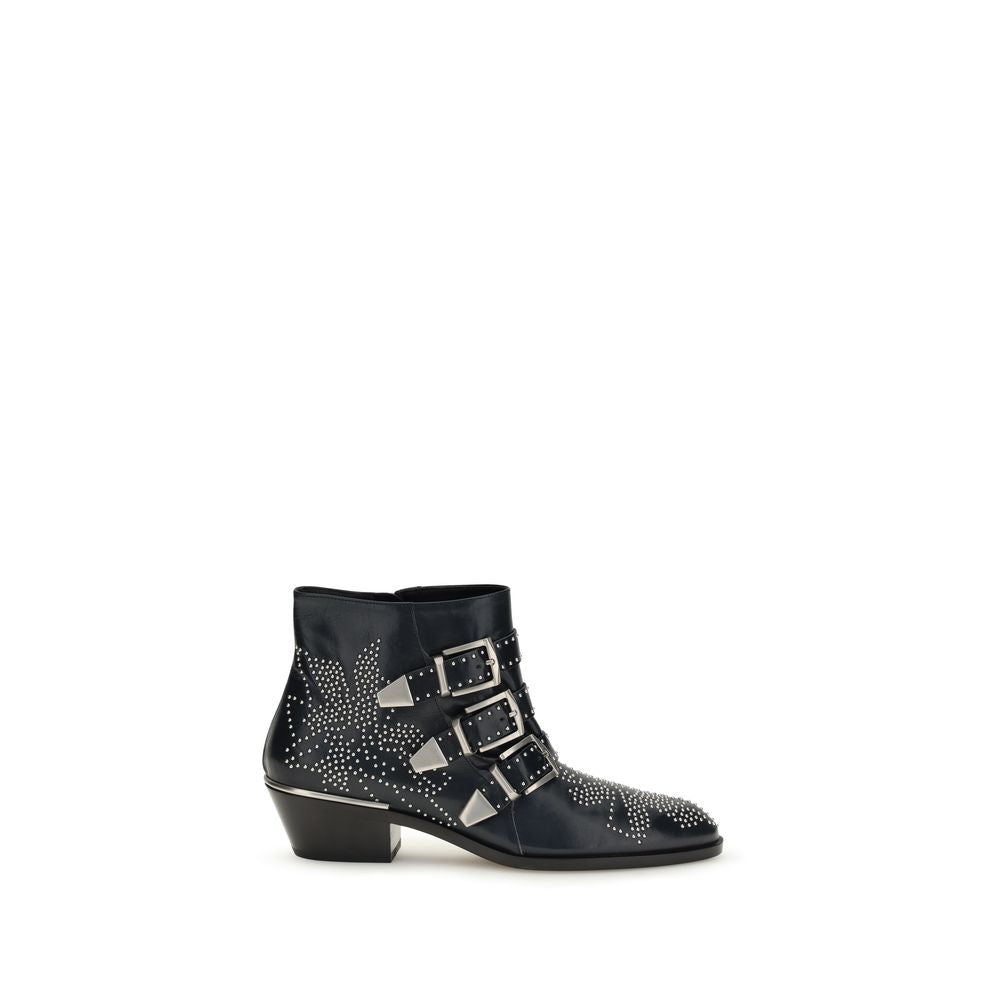 Chloé Black Calf Leather Bos Taurus Lace-Up Boots Chloé