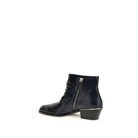 Chloé Black Calf Leather Bos Taurus Lace-Up Boots Chloé