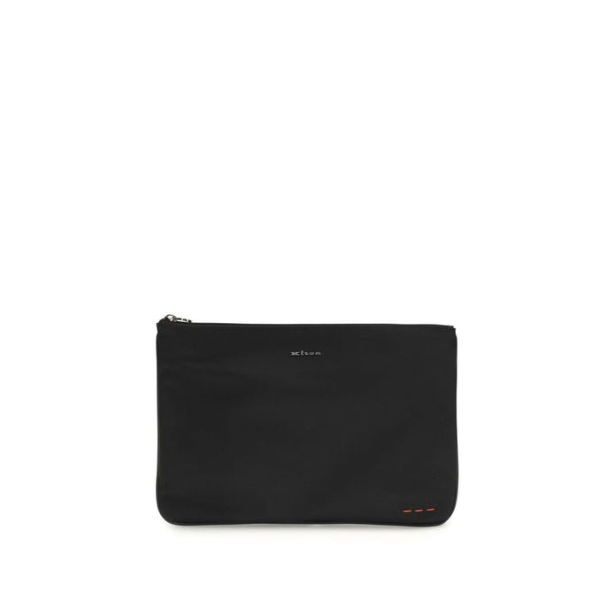 Kiton Black Fabric Clutch Bag Kiton