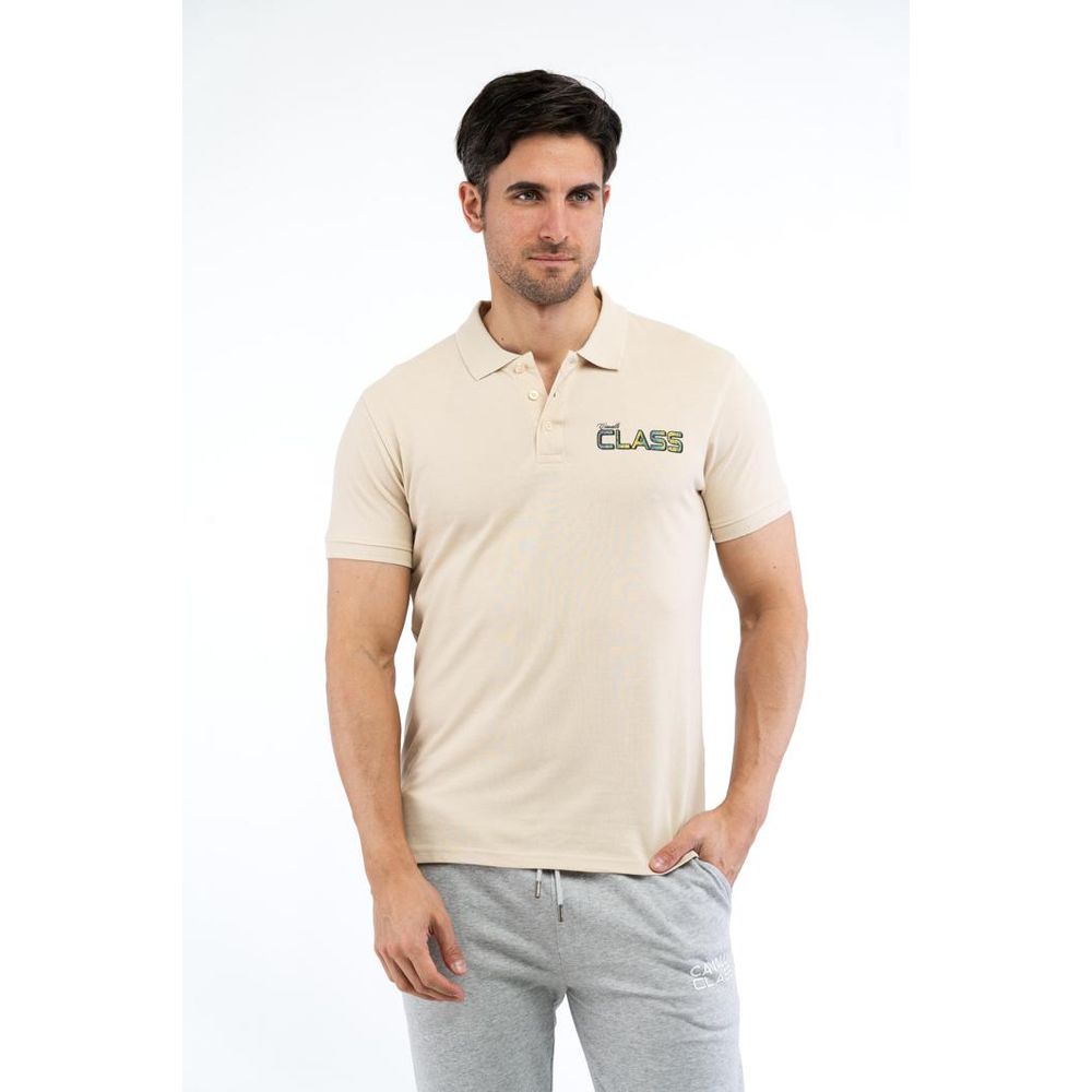 Cavalli Class Beige Cotton Polo Shirt Cavalli Class