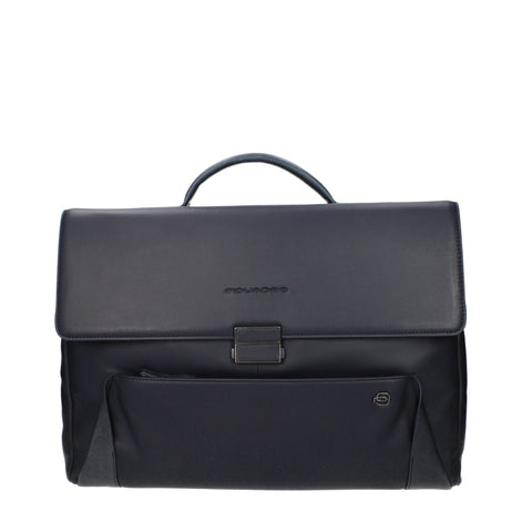 Piquadro Blue Leather Business And Laptop Bag Piquadro