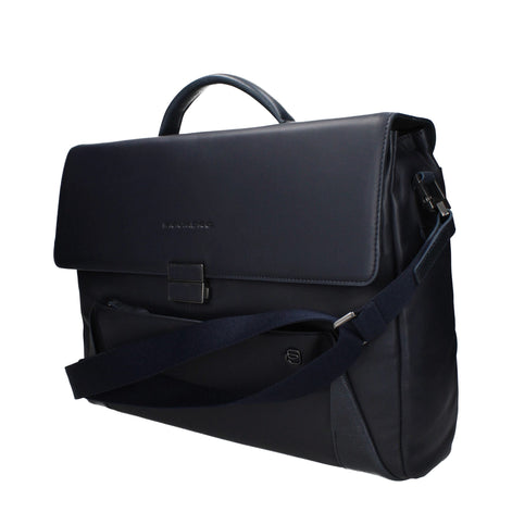 Piquadro Blue Leather Business And Laptop Bag Piquadro