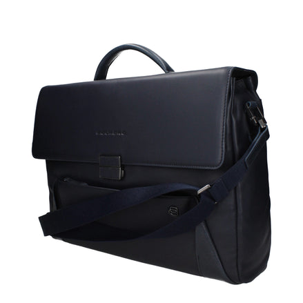 Piquadro Blue Leather Business And Laptop Bag Piquadro