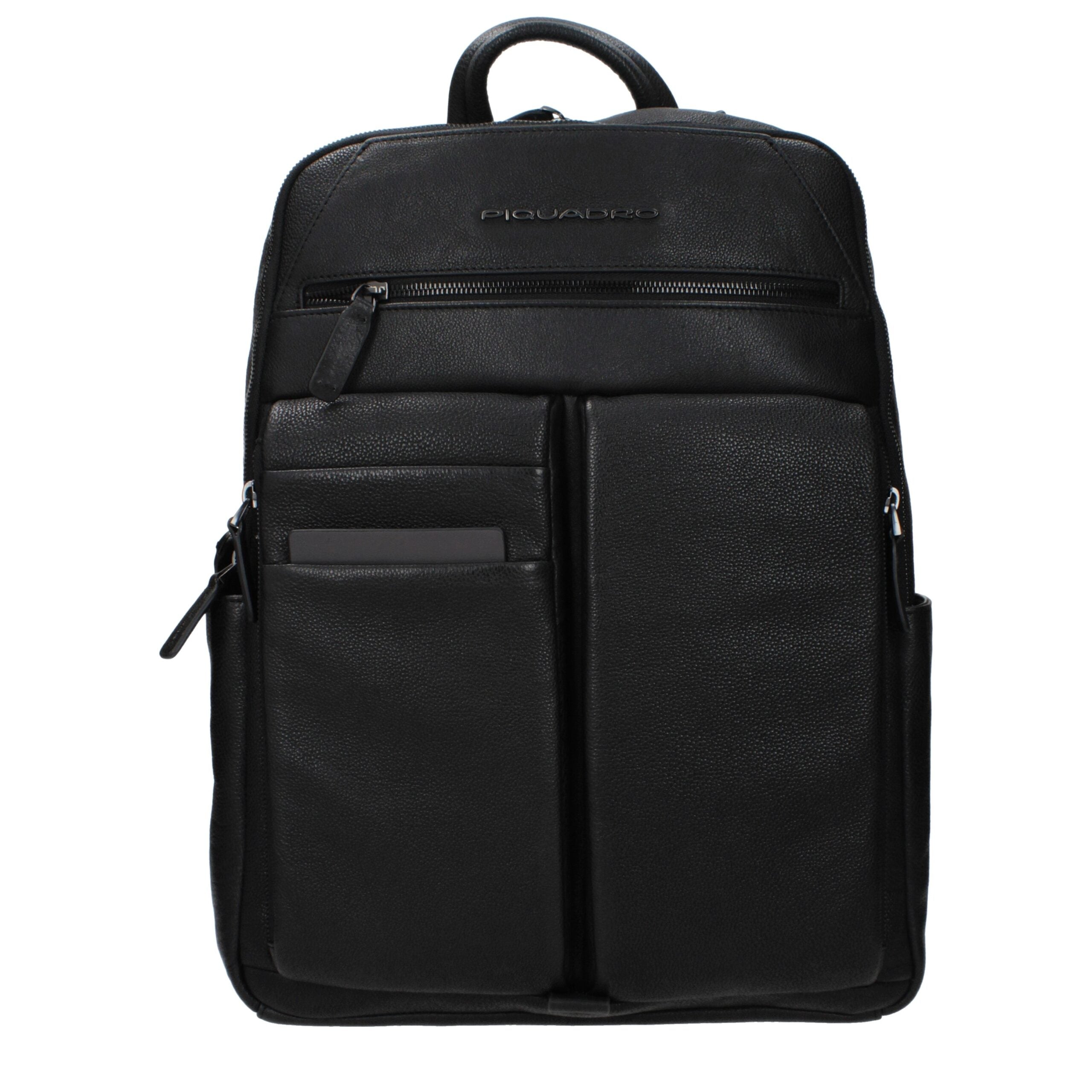 Piquadro Black Leather Backpack Piquadro