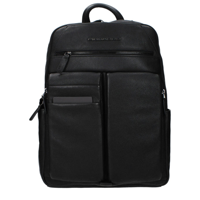 Piquadro Black Leather Backpack Piquadro