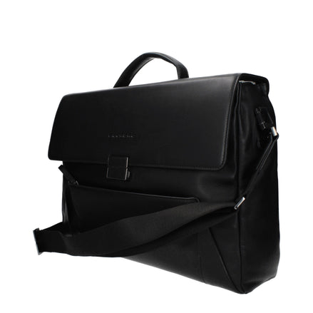 Piquadro Black Leather Business And Laptop Bag Piquadro