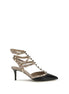 Valentino Garavani Black Calf Leather Bos Taurus Mid Heel Pumps Valentino Garavani