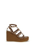 Valentino Garavani Brown Calf Leather Bos Taurus Espadrilles Valentino Garavani