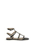 Valentino Garavani Black Calf Leather Bos Taurus Flat Sandals Valentino Garavani