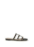 Valentino Garavani Black Calf Leather Bos Taurus Flat Sandals Valentino Garavani