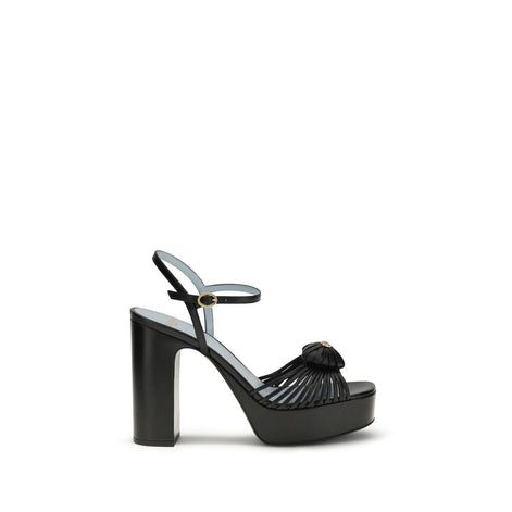 Valentino Garavani Black Calf Leather Bos Taurus Platform Sandals Valentino Garavani