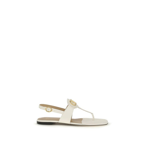 Valentino Garavani Cream Calf Leather Bos Taurus Flat Sandals Valentino Garavani