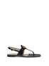 Valentino Garavani Black Calf Leather Bos Taurus Flat Sandals Valentino Garavani