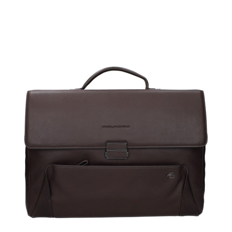 Piquadro Brown Leather Business And Laptop Bag Piquadro