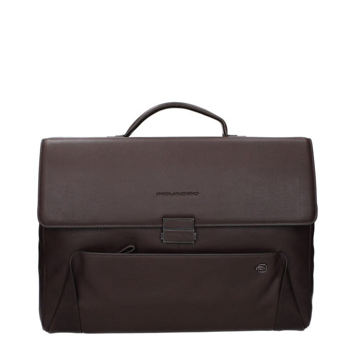 Piquadro Brown Leather Business And Laptop Bag Piquadro