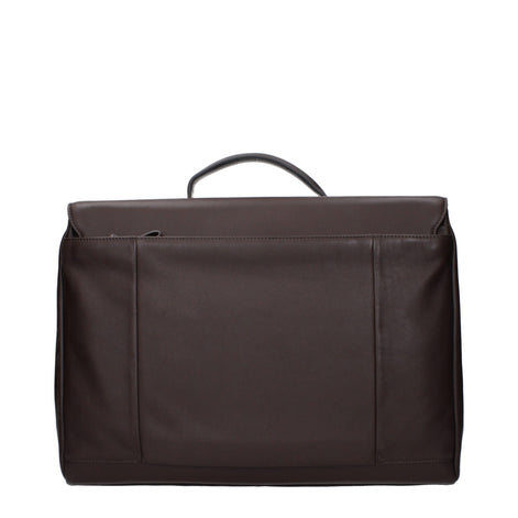 Piquadro Brown Leather Business And Laptop Bag Piquadro