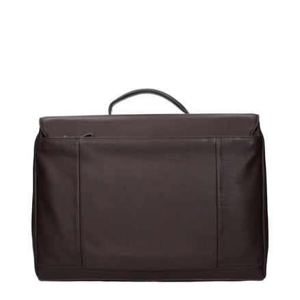 Piquadro Brown Leather Business And Laptop Bag Piquadro