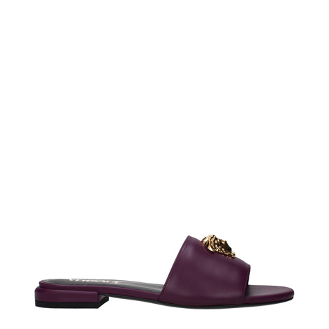 Versace Purple Leather Slippers Versace