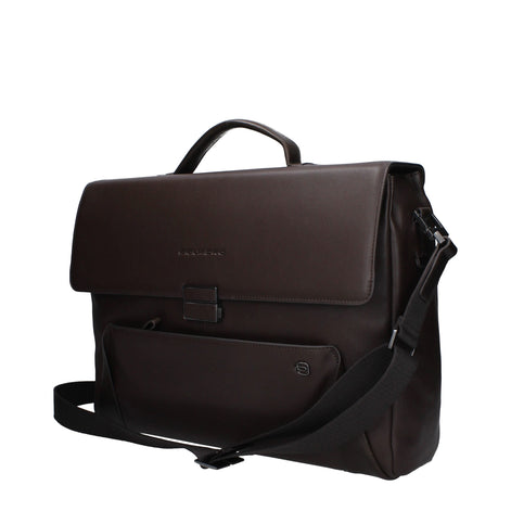 Piquadro Brown Leather Business And Laptop Bag Piquadro