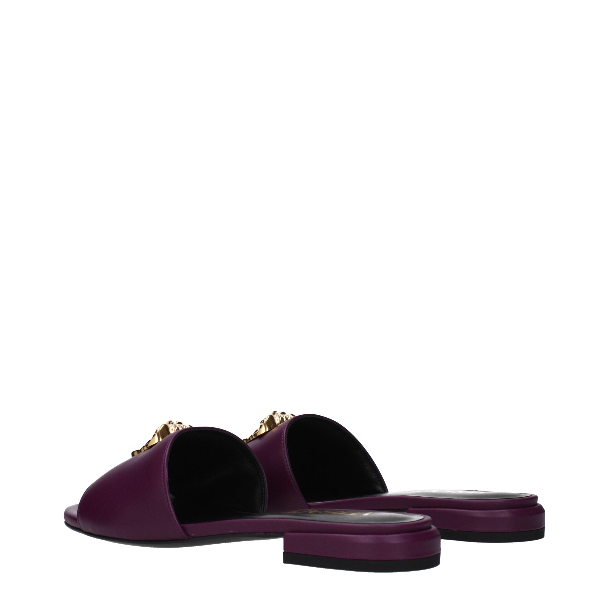 Versace Purple Leather Slippers Versace