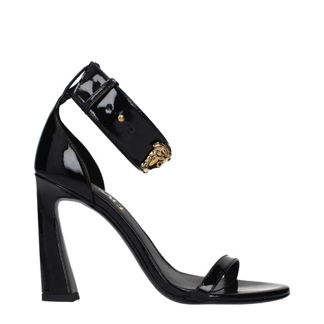 Versace Black Leather Stiletto Heel Sandals Versace