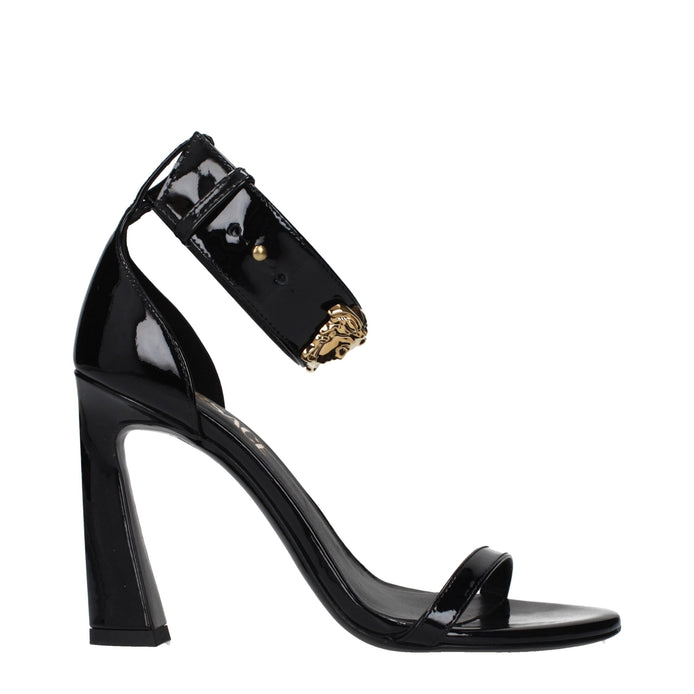 Versace Black Leather Stiletto Heel Sandals Versace