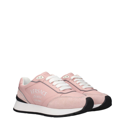 Versace Pink Leather Low Top Sneakers Versace