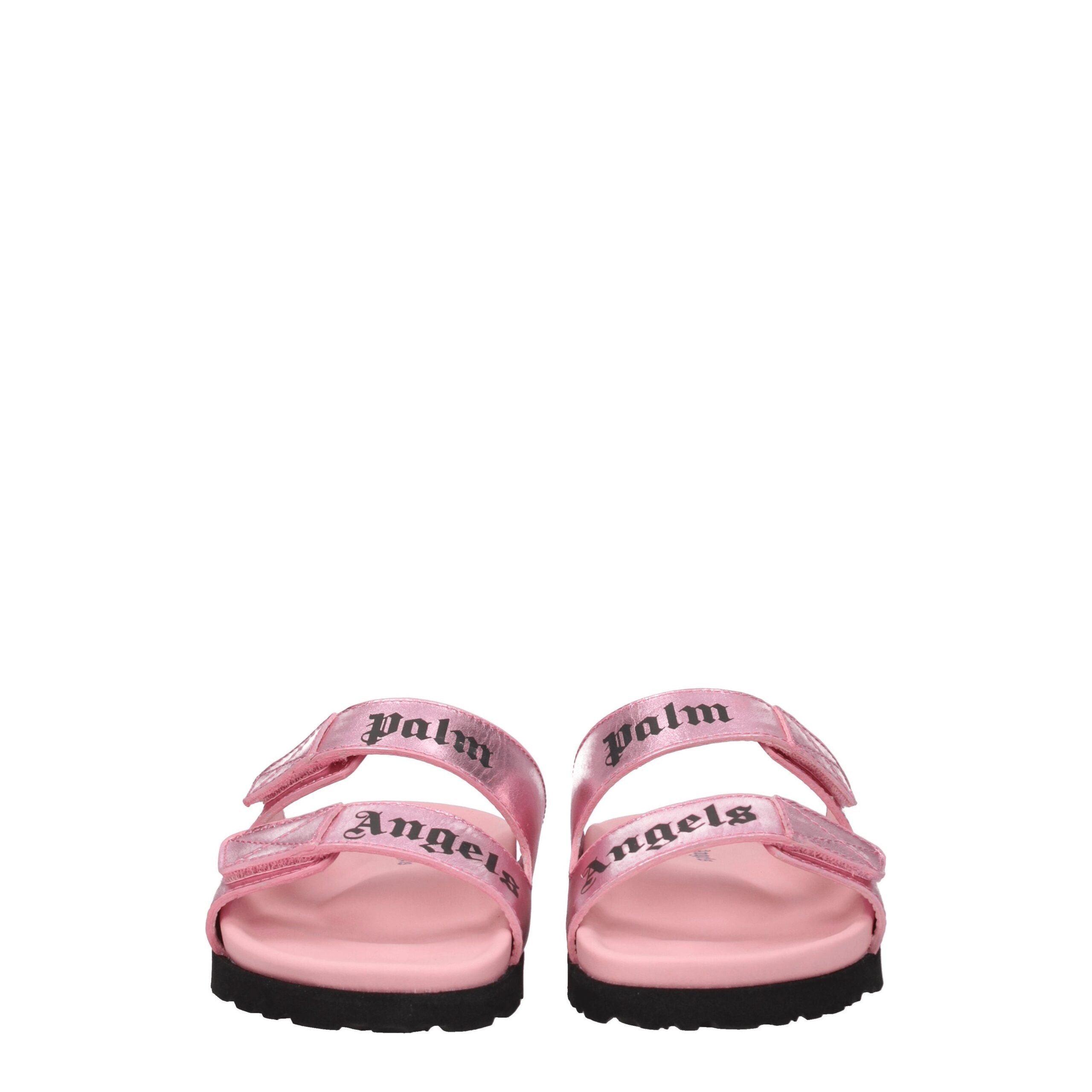 Palm Angels Pink Leather Slippers Palm Angels