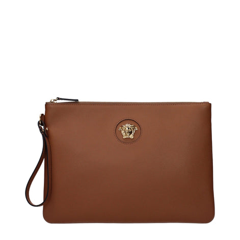 Versace Brown Leather Clutch Bag Versace