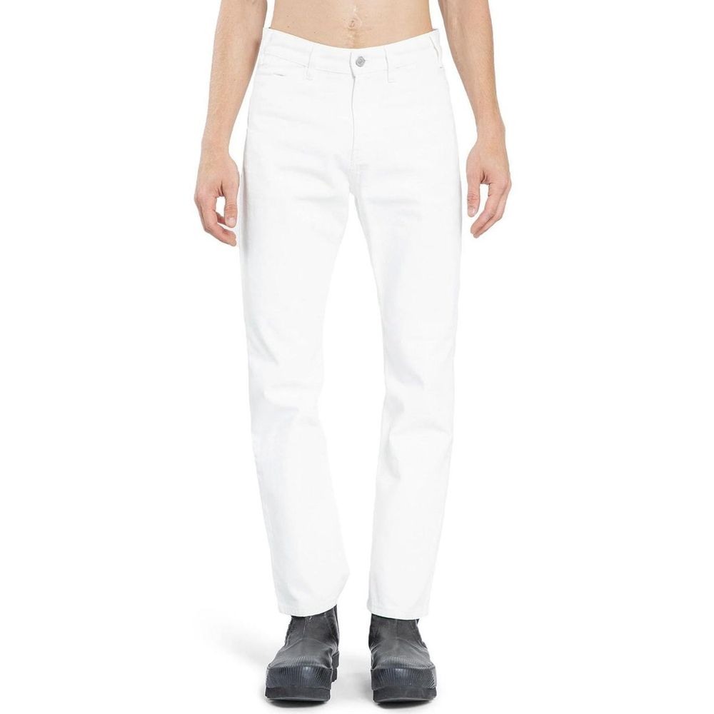 Celine White Cotton Straight-Leg Jeans Celine
