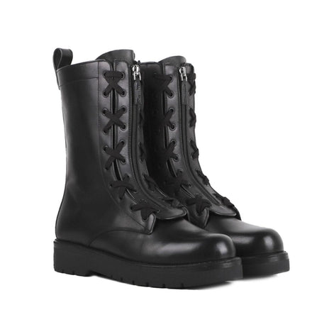 Valentino Garavani Black Calfskin Lace-Up Boots Valentino Garavani