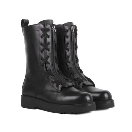 Valentino Garavani Black Calfskin Lace-Up Boots Valentino Garavani
