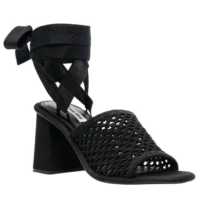 Miu Miu Black Fabric Strap-On Sandals Miu Miu