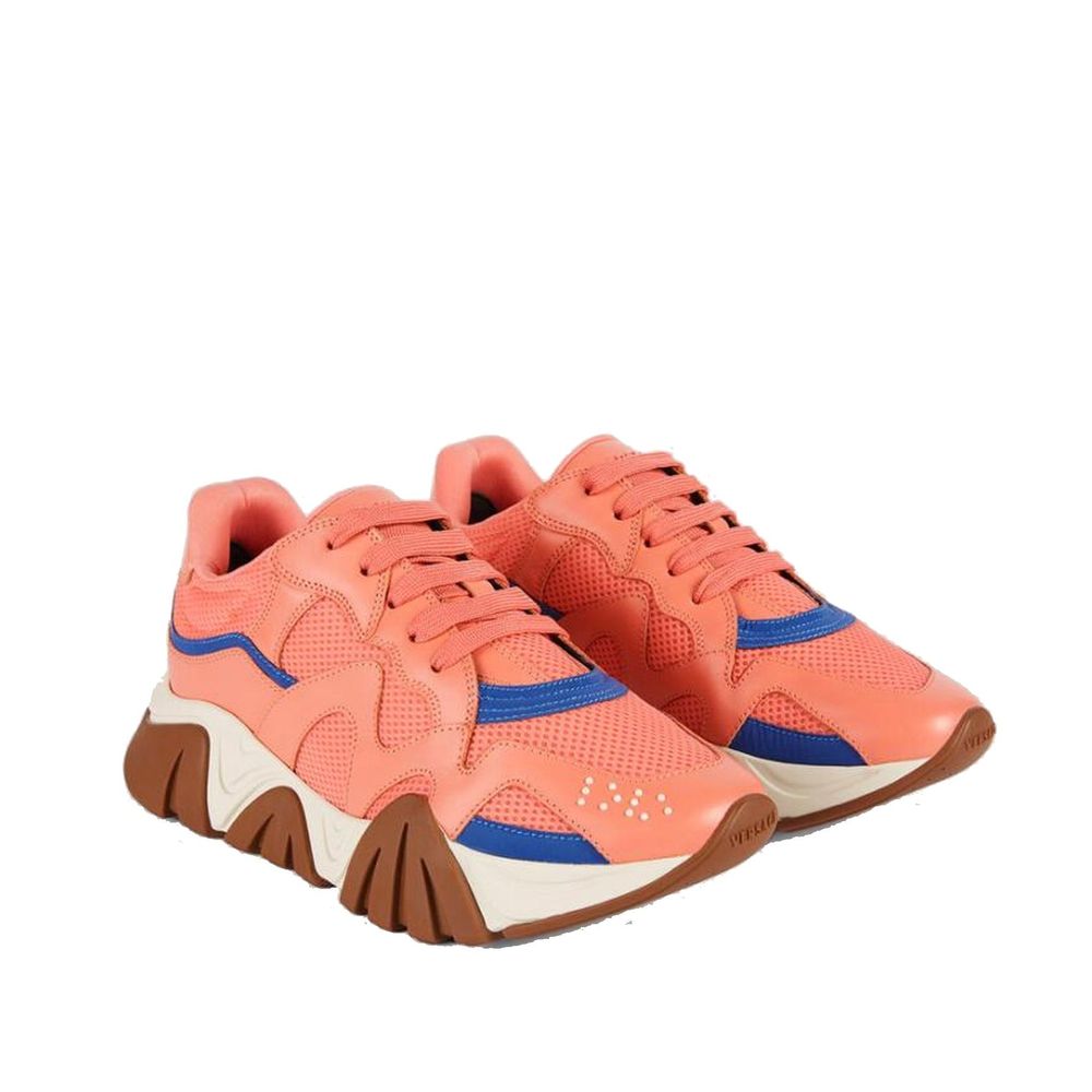 Versace Orange Leather Chunky Sneakers Versace