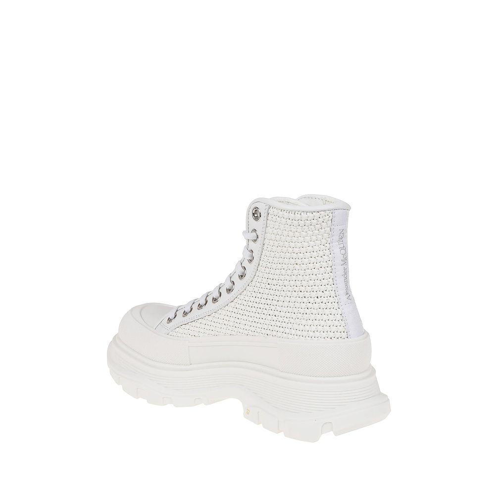 Alexander McQueen White Raffia High Top Sneakers Alexander McQueen