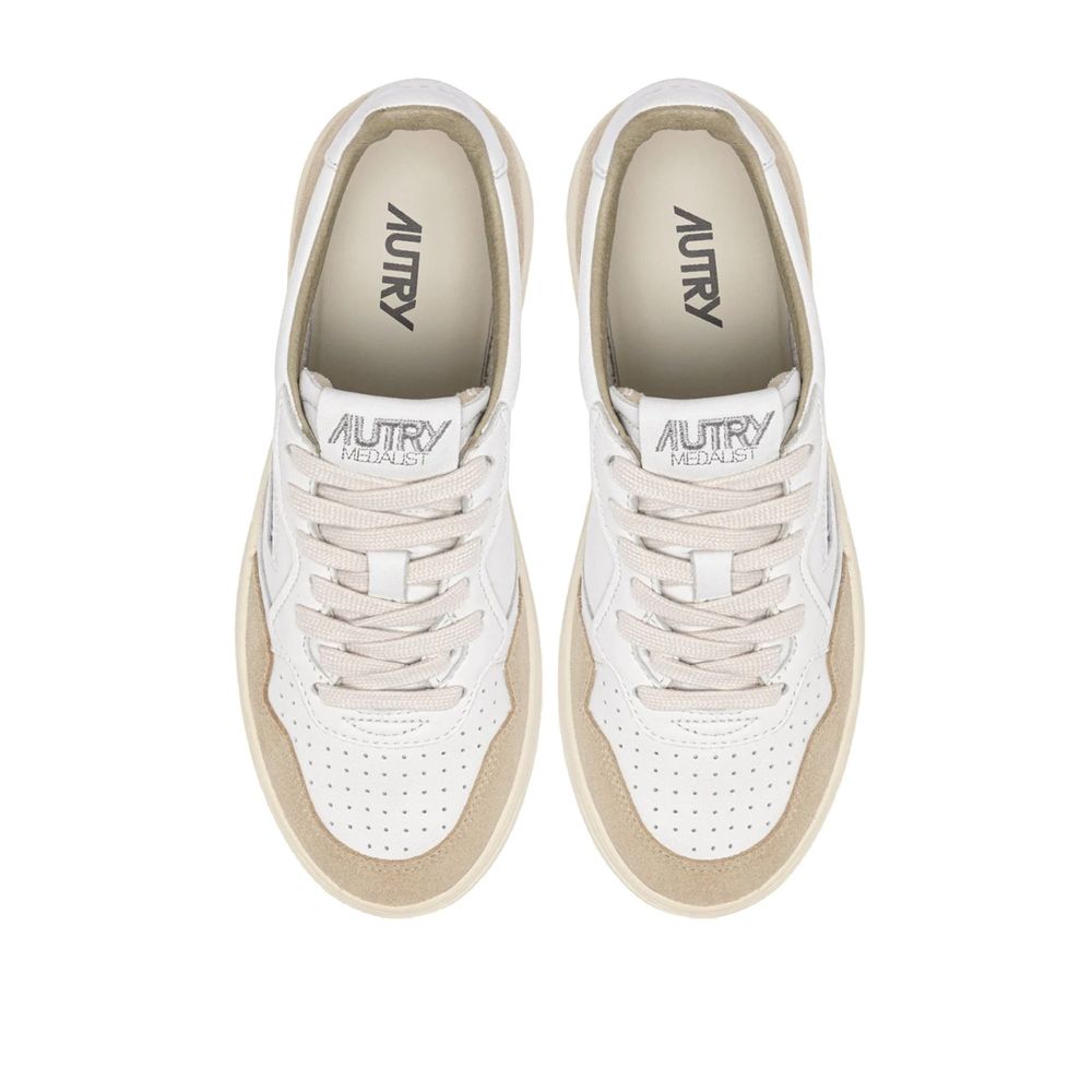 Autry White Goatskin Low Top Sneakers Autry